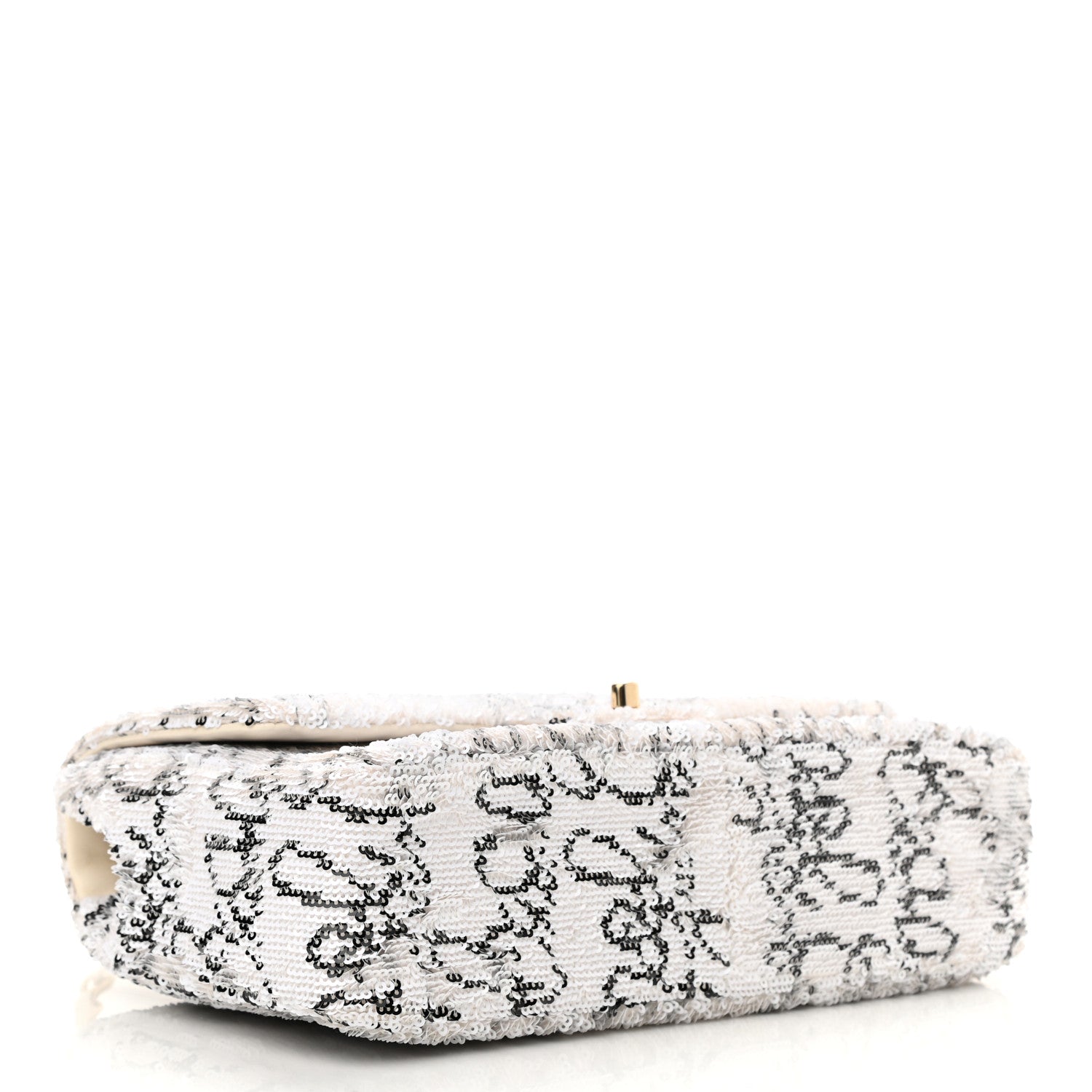 Chanel Sequin Logo Medium Flap White Black 3 of 11