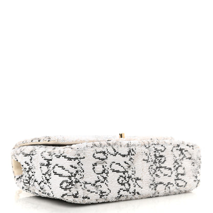 Chanel Sequin Logo Medium Flap White Black 3 of 11