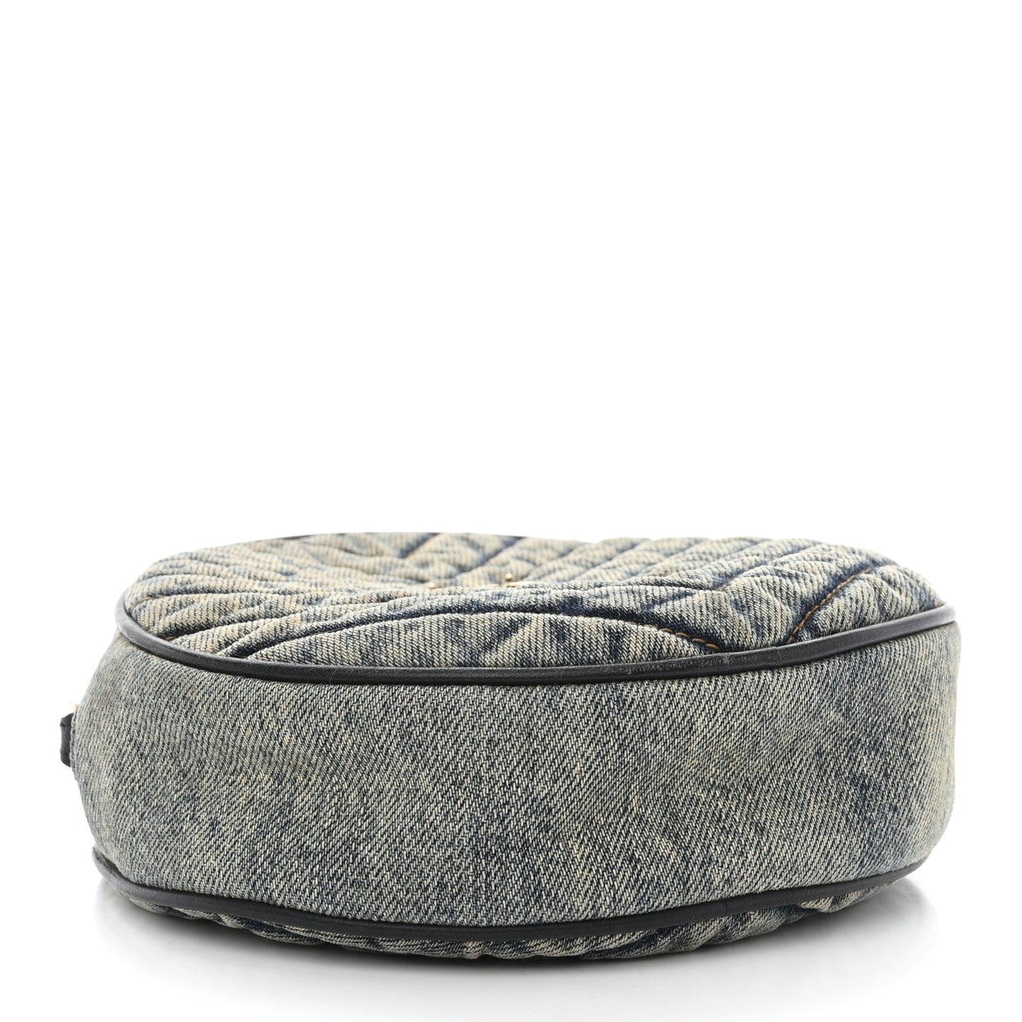 Denim Quilted Monogram Round Crossbody Bag Rodeo Blue