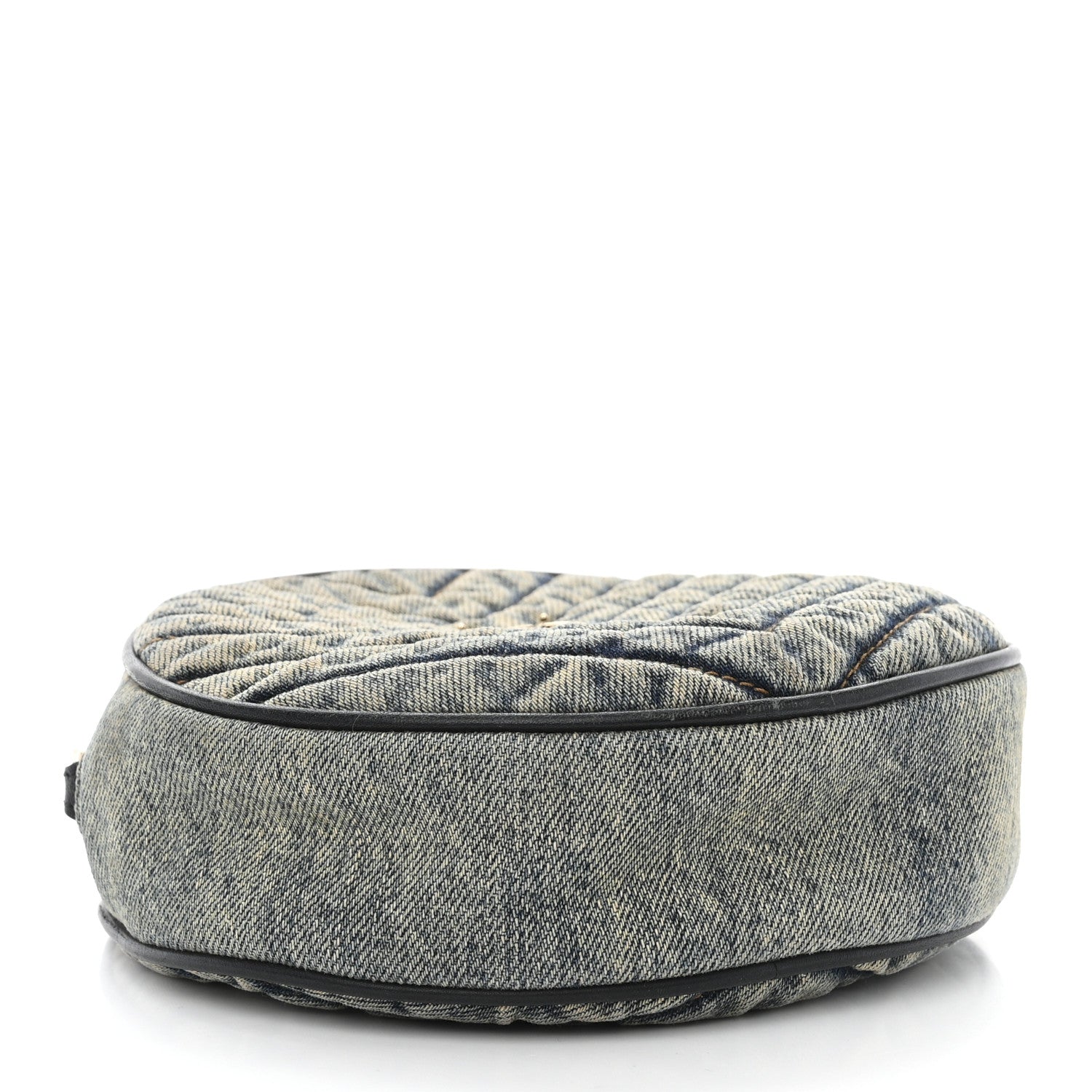 Saint Laurent Denim Quilted Monogram Round Crossbody Bag Rodeo Blue 4 of 10