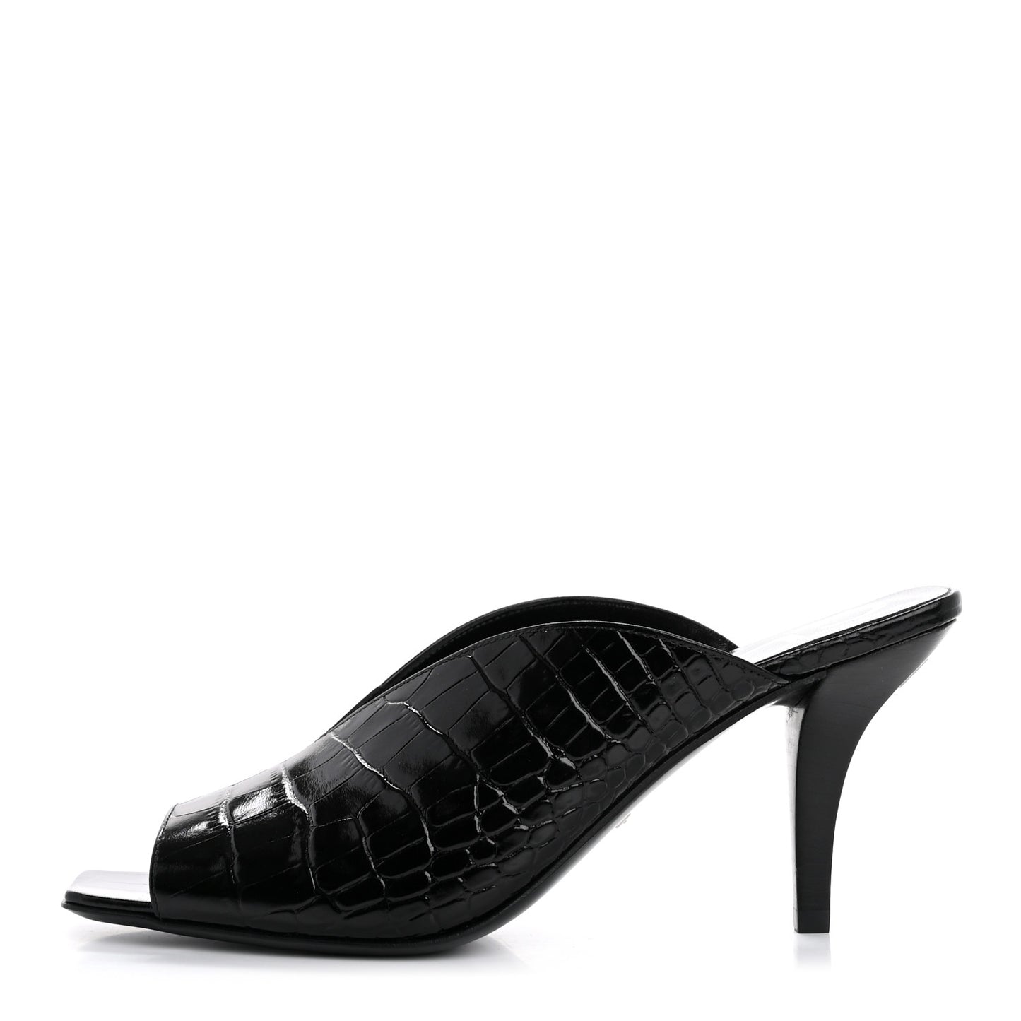 Croco Calf Lux Mule Sandals 37.5 Black