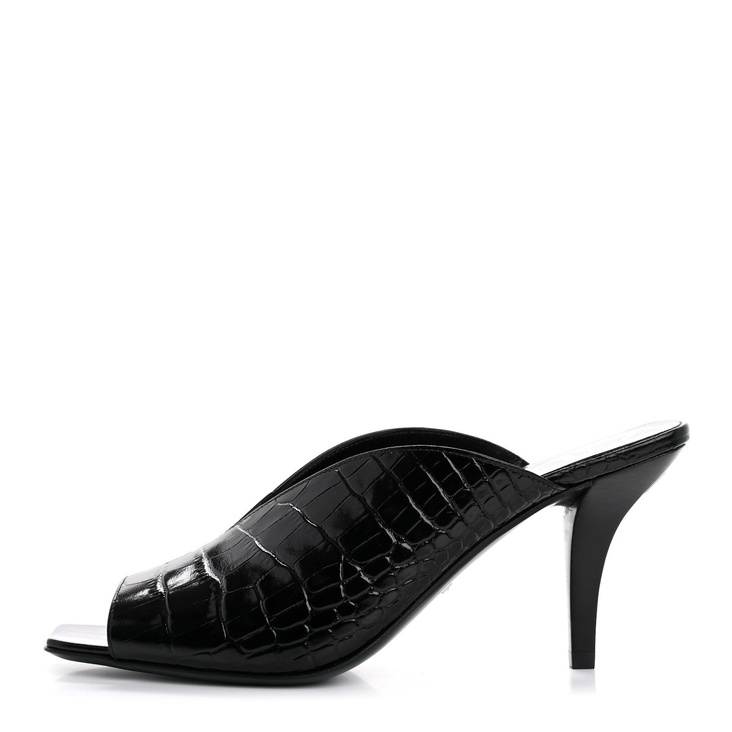 Gucci Croco Calf Lux Mule Sandals 37.5 Black 1 of 10
