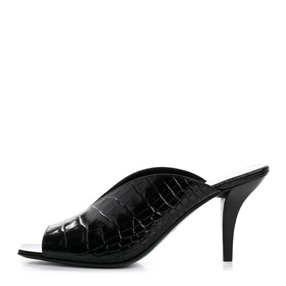 Gucci Croco Calf Lux Mule Sandals 37.5 Black 1 of 10