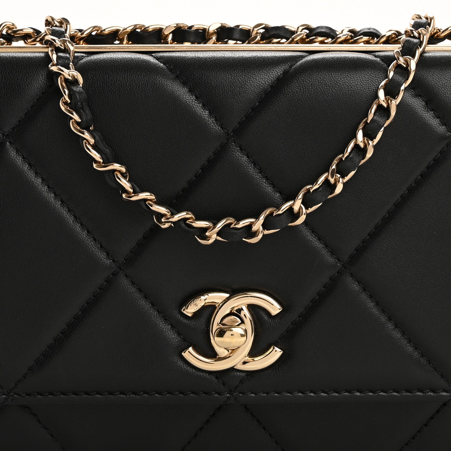 Chanel Lambskin Quilted Trendy CC Wallet On Chain WOC Black 9 of 14