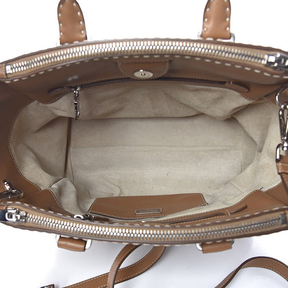 Prada City Calf Small Hand Stitched Galleria Double Zip Tote Caramel 5 of 16