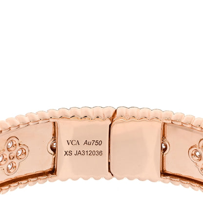 Van Cleef & Arpels 18K Rose Gold Diamond Perlee Clovers Bangle Bracelet XS 3 of 4