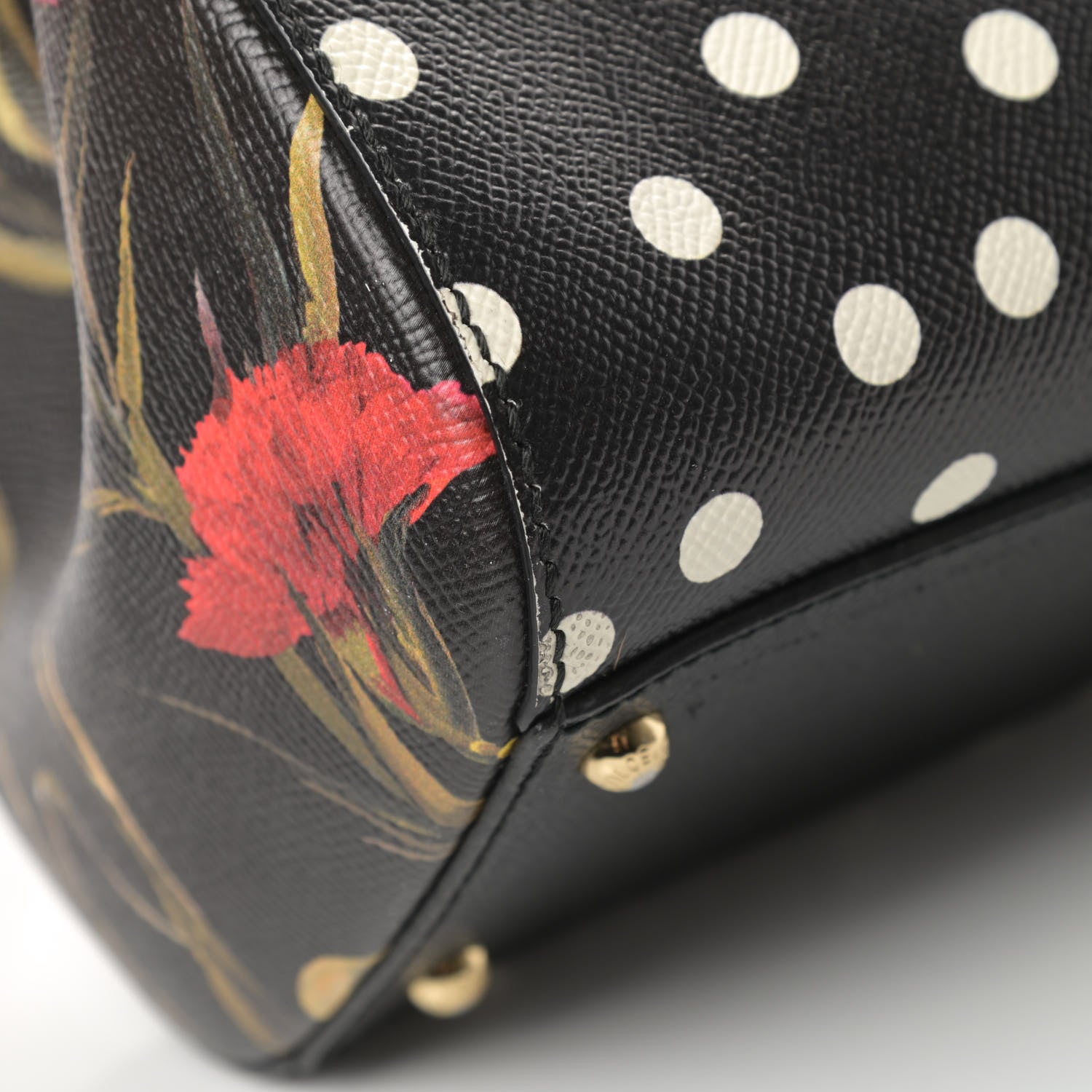 Dolce & Gabbana Dauphine Polka Dot Floral Print Medium Miss Sicily Satchel Black 9 of 13