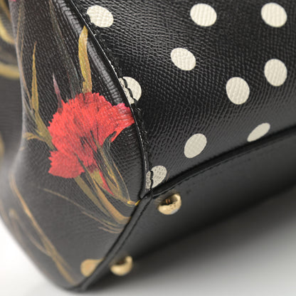 Dolce & Gabbana Dauphine Polka Dot Floral Print Medium Miss Sicily Satchel Black 9 of 13