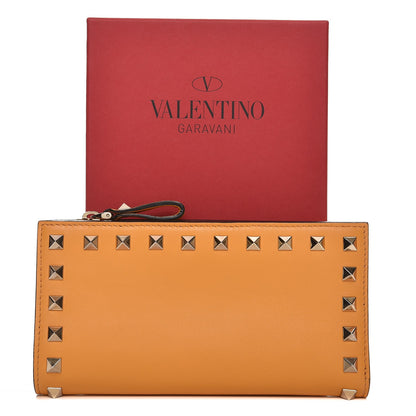 Valentino Garavani Calfskin Rockstud Continental Wallet Mandarin Sorbet 8 of 8