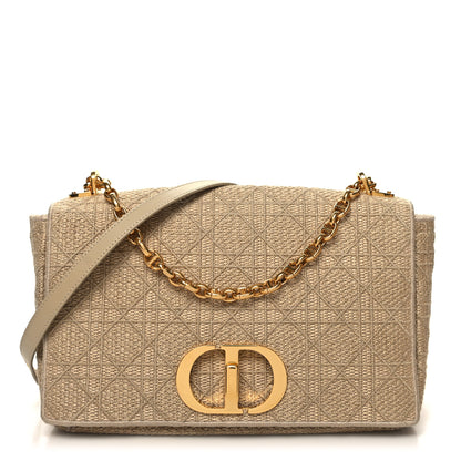 Christian Dior Raffia Calfskin Medium Caro Bag Beige 1 of 9