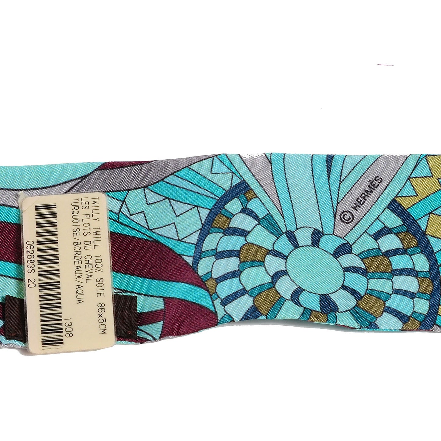 Silk Les Flots du Cheval Twilly Turquoise Bordeaux Aqua