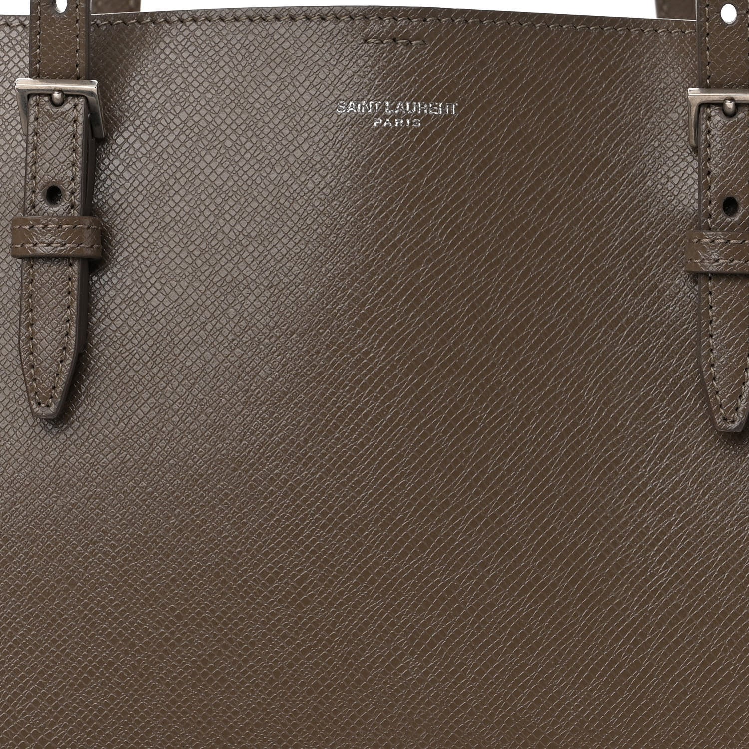 Saint Laurent Grained Calfskin Large Shopping Tote Warm Taupe Black 8 of 10