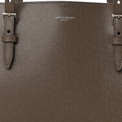 Saint Laurent Grained Calfskin Large Shopping Tote Warm Taupe Black 8 of 10