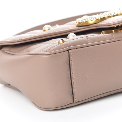 Gucci Calfskin Matelasse Studded Mini Pearly GG Marmont Shoulder Bag Porcelain Rose 5 of 10