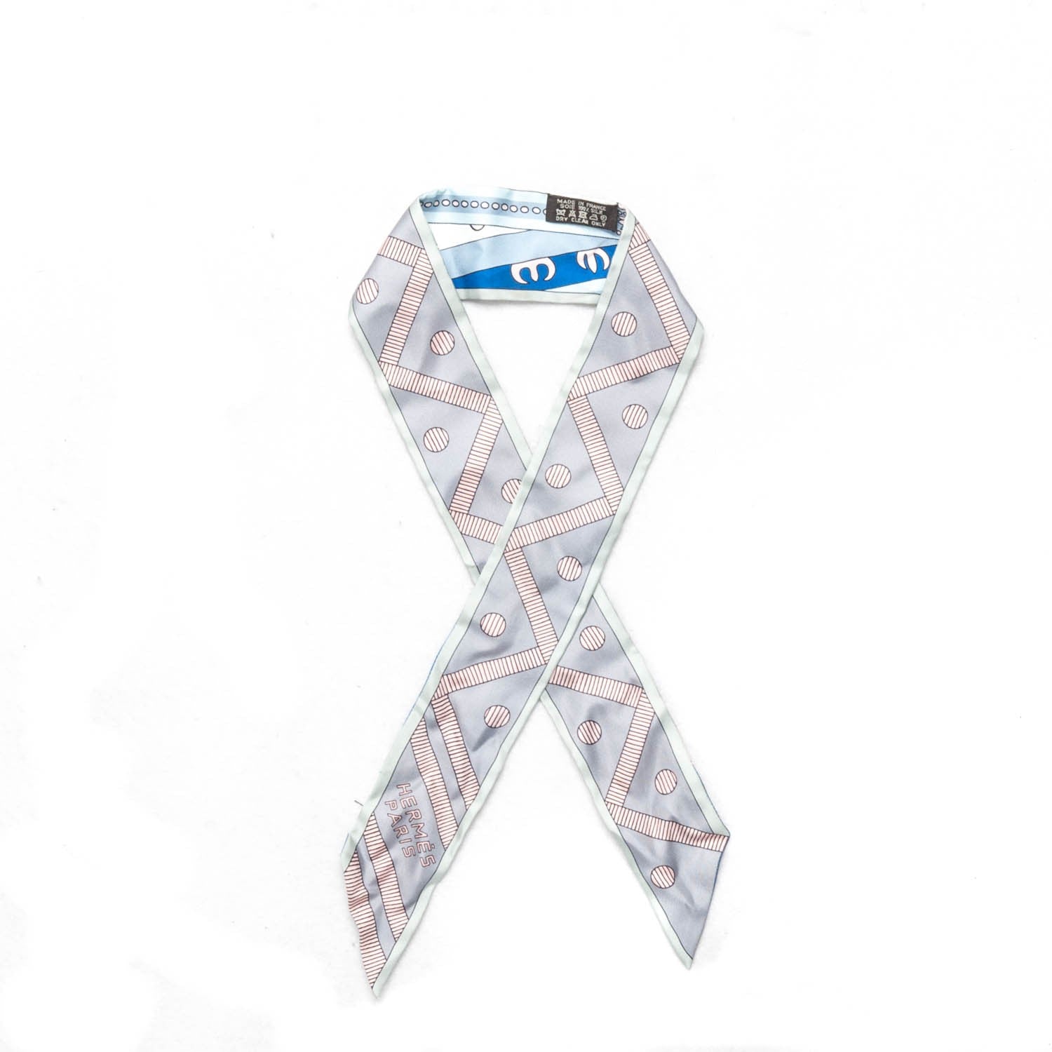 Hermes Silk Balade En Berline Twilly Gris Bleu Beige Rose 1 of 5
