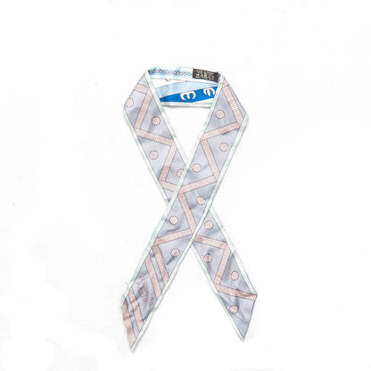 Hermes Silk Balade En Berline Twilly Gris Bleu Beige Rose 1 of 5