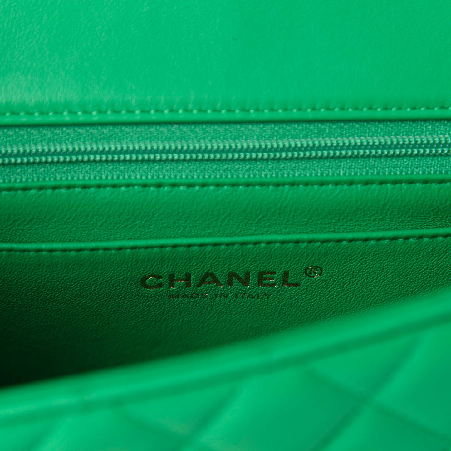 Lambskin Quilted Mini Rectangular Flap Green