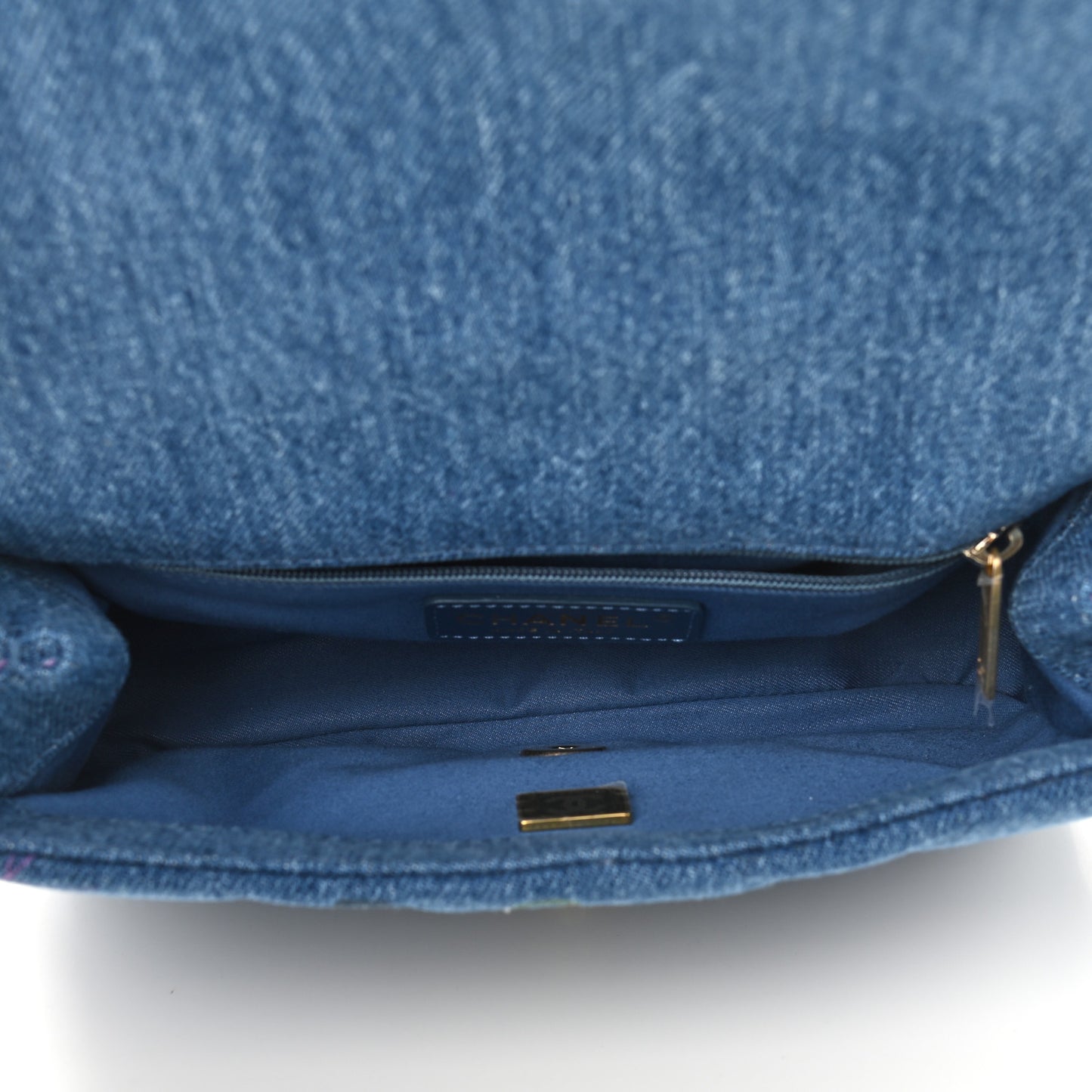 Denim Quilted Mini Denim Mood Rectangular Flap Blue Multicolor