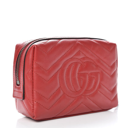 Gucci Calfskin Matelasse GG Marmont Cosmetic Case Hibiscus Red 3 of 7