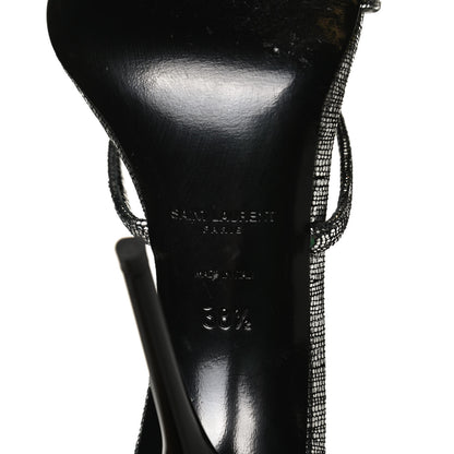 Saint Laurent Metallic Calfskin Cassandra 110 Ankle Strap Sandals 38.5 Argento 8 of 11