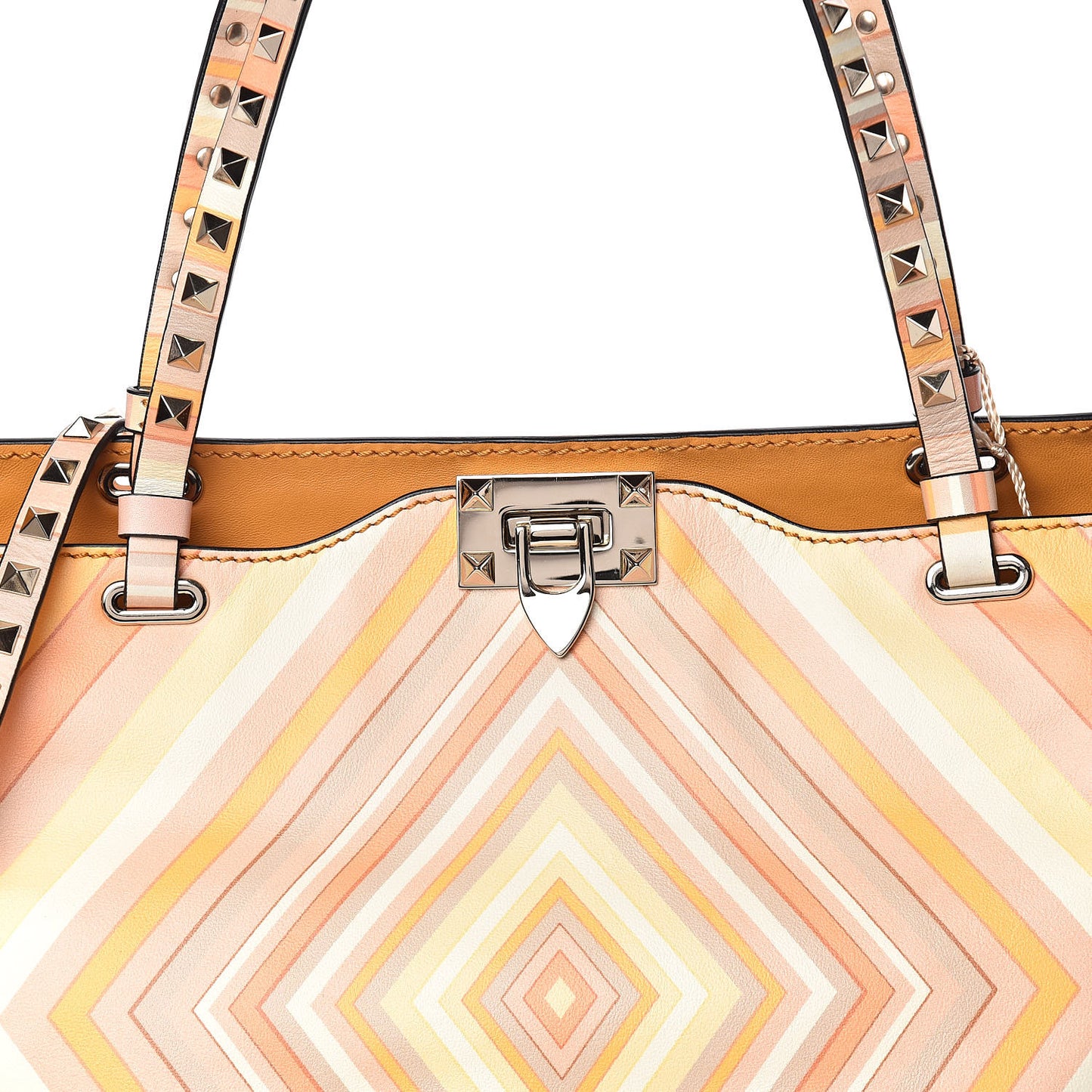 Vitello Native Couture 1975 Medium Rockstud Tote Mandarin Sorbet