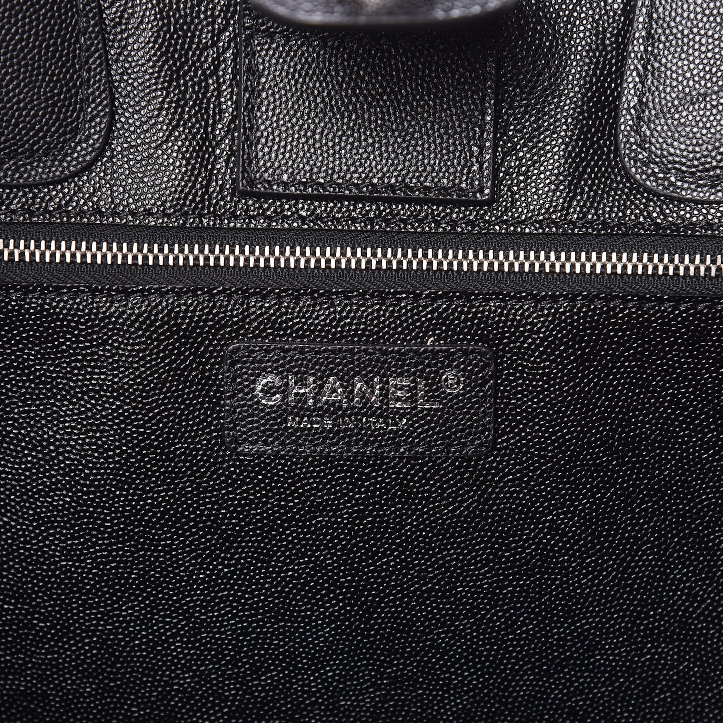 Caviar Stitched Large Shopping Tote Black