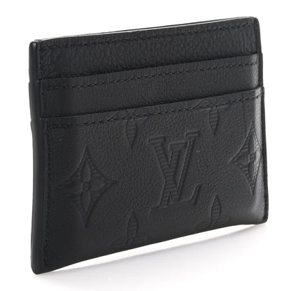 Louis Vuitton Calfskin Monogram Shadow Double Card Holder Black 3 of 7