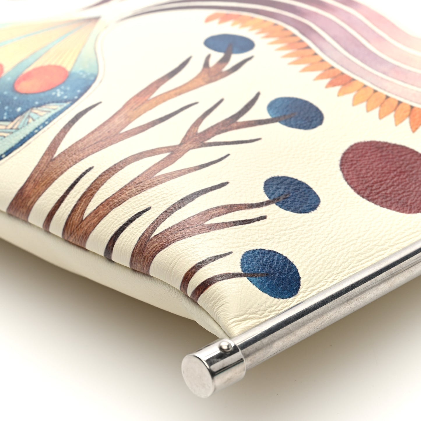 Smooth Calfskin Small Roy Clutch White Multicolor