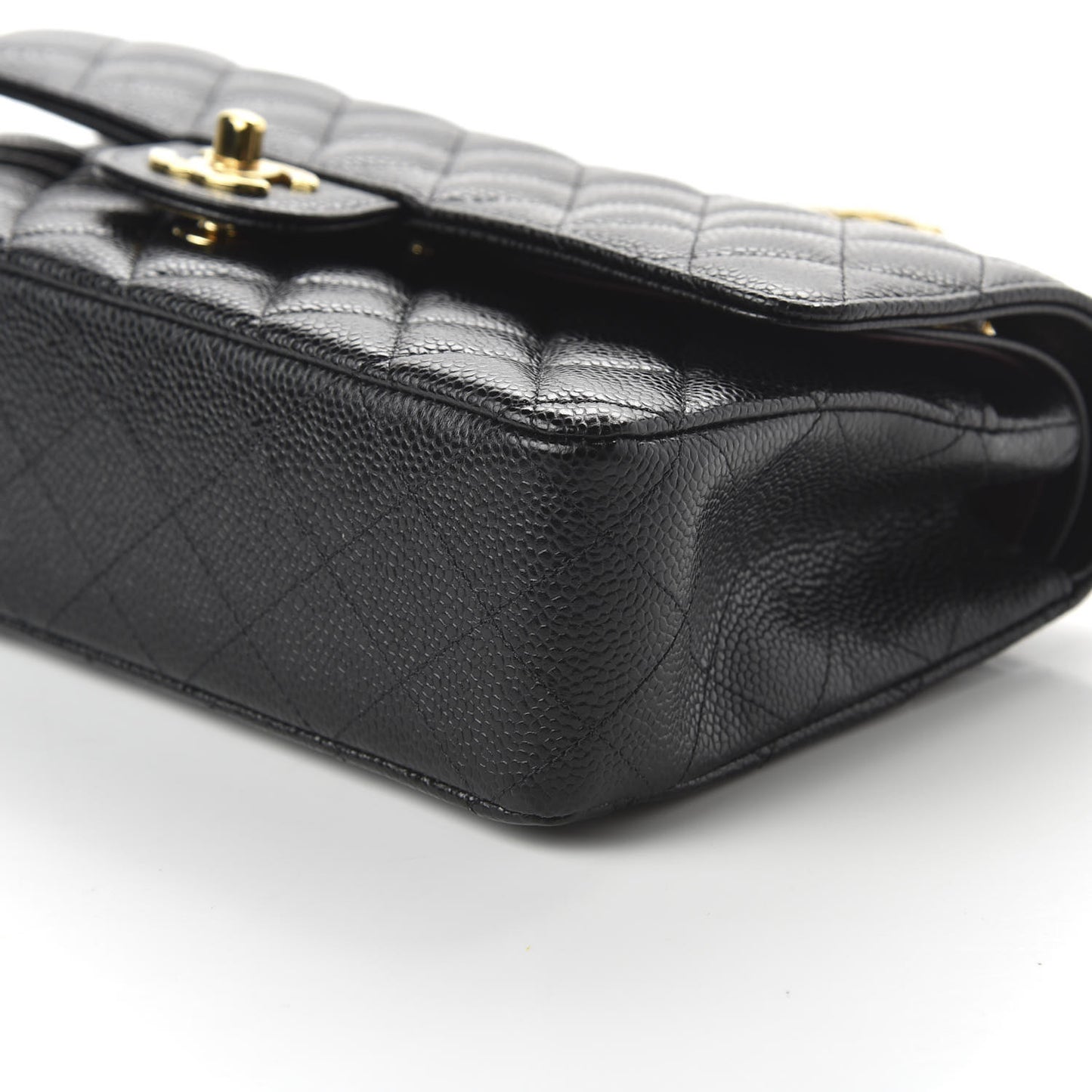 Caviar Quilted Medium Double Flap Black