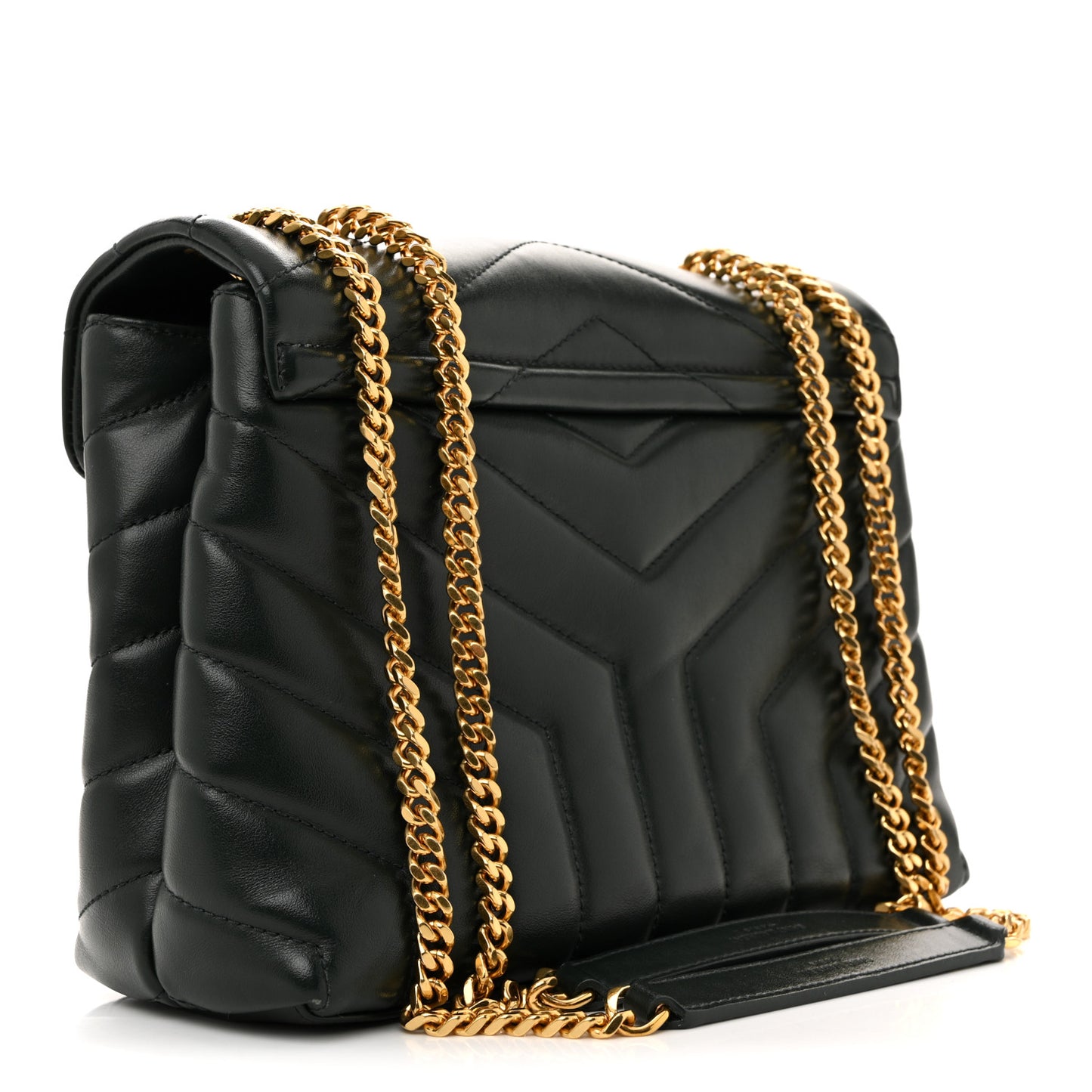 Calfskin Y Quilted Monogram Small Loulou Chain Satchel Dark Mint