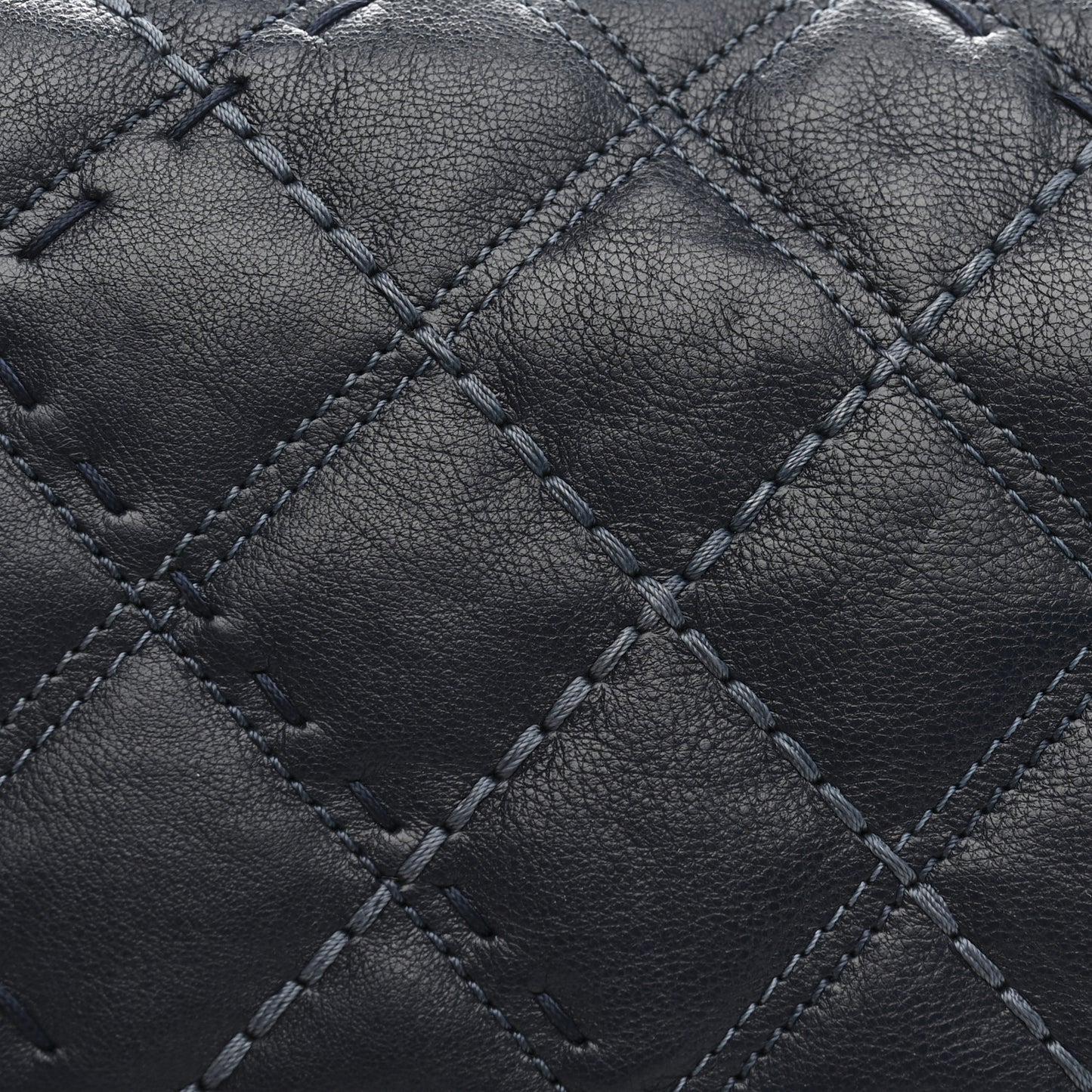 Calfskin Double Stitch Medium Boy Flap Navy Blue
