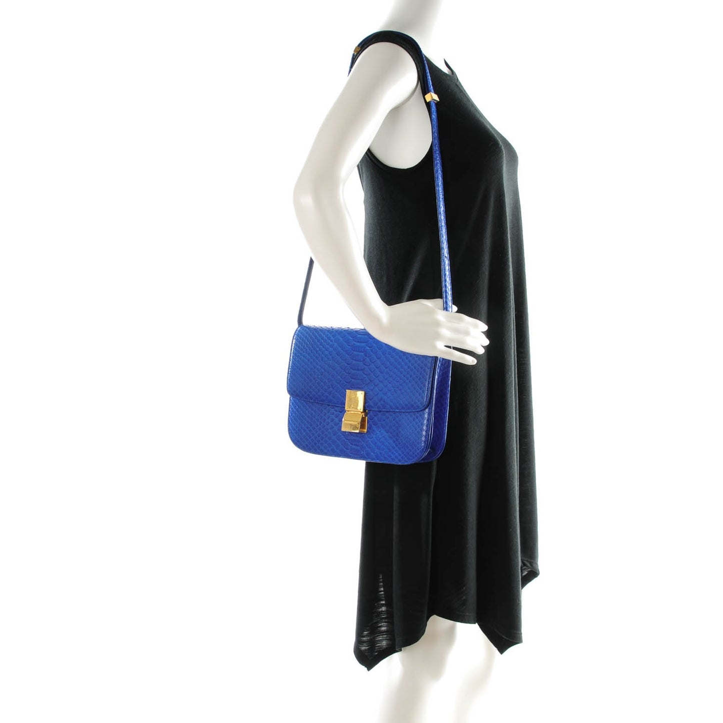 Python Medium Classic Box Flap Bag Indigo
