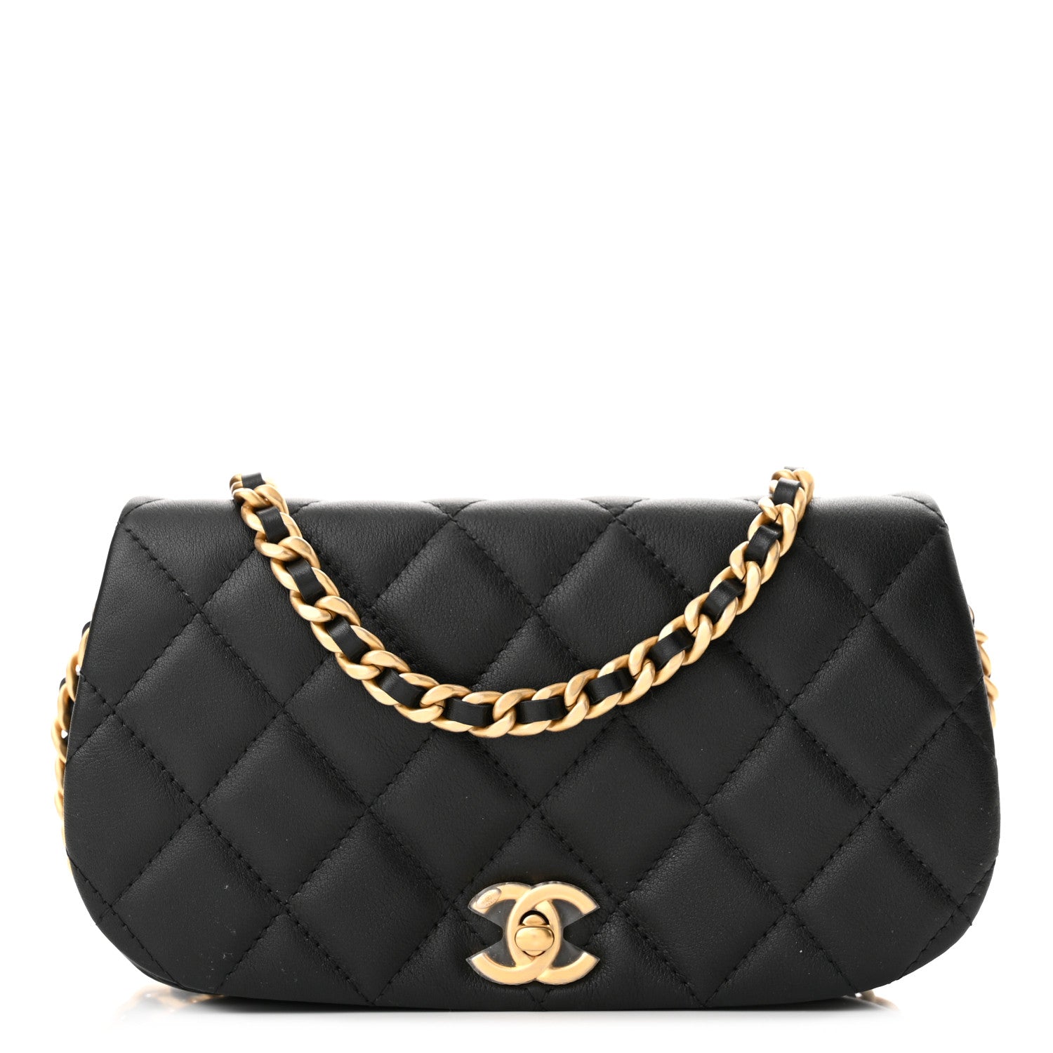 Chanel Calfskin Quilted Coco Mail Clutch With Chain Black 1 of 12