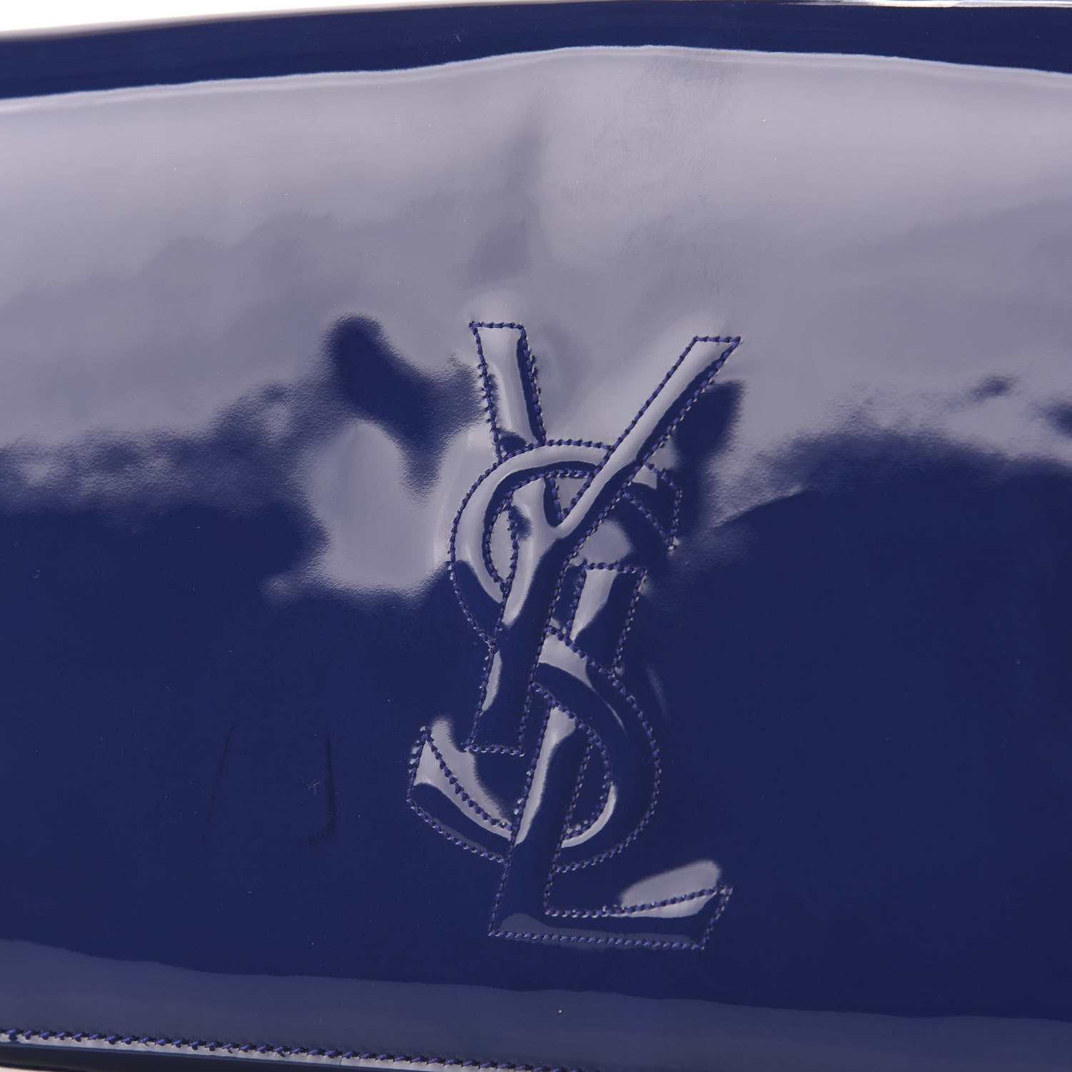 Saint Laurent Patent Calfskin Monogram Large Belle De Jour Clutch Royal Blue 8 of 9