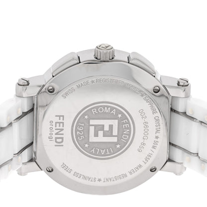 Fendi Stainless Steel Ceramic 38mm Chronograph Quartz Watch White 4 of 5