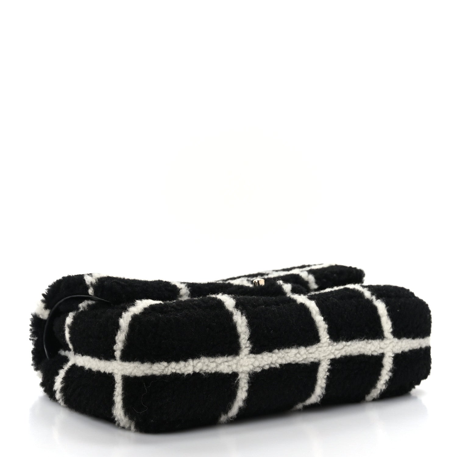 Chanel Shearling Lambskin Large Fluffy Tartan Single Flap Black White 4 of 9