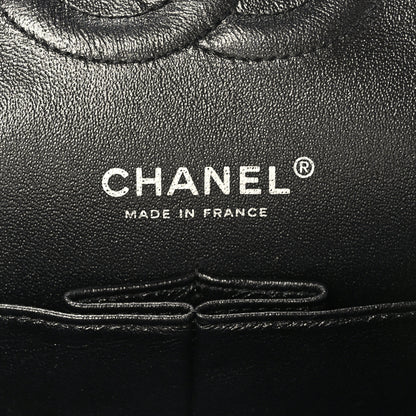 Chanel Metallic Patent Crumpled Calfskin Chevron Quilted Medium Double Flap So Black 6 of 10