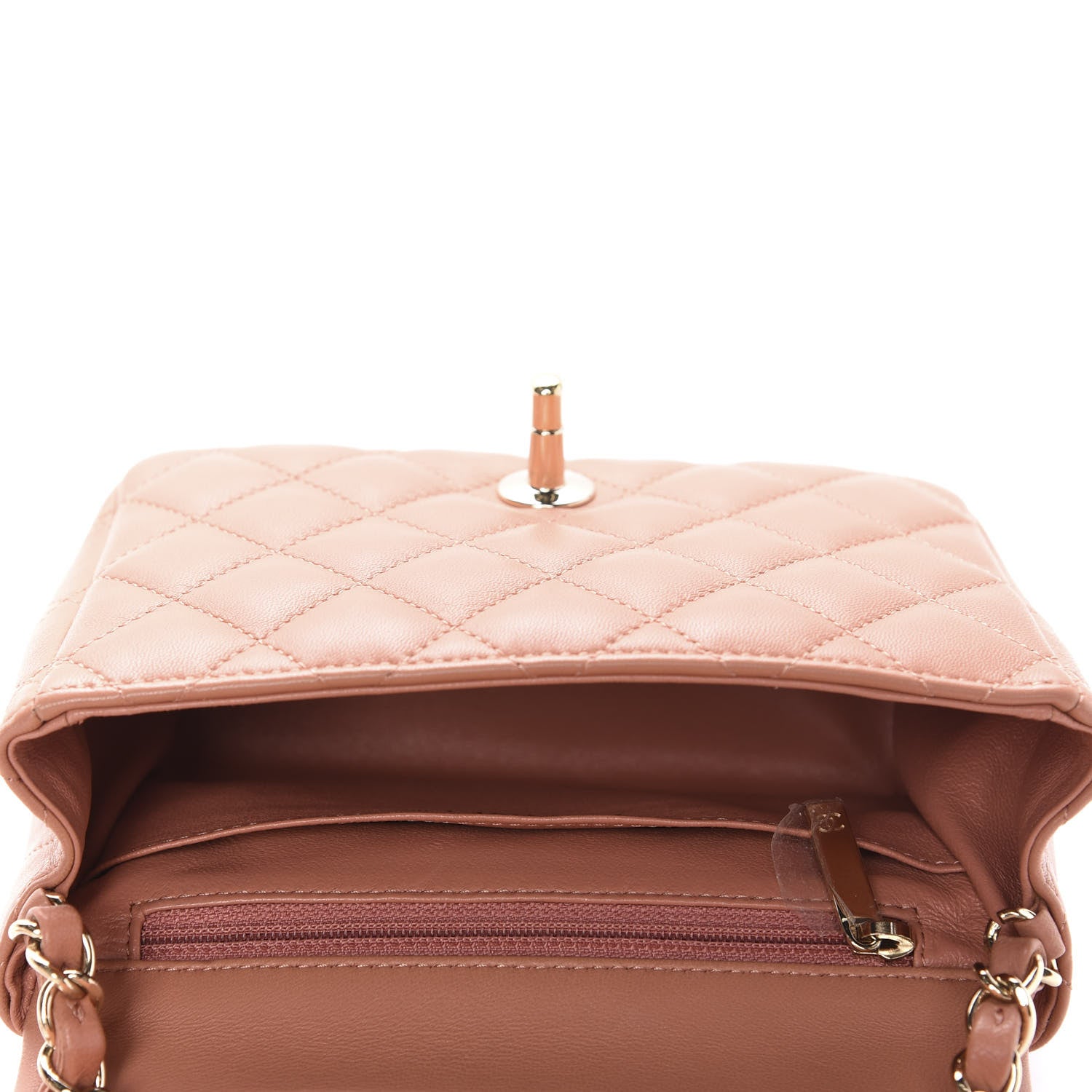 Chanel Lambskin Quilted Mini Square Flap Dark Beige 5 of 11