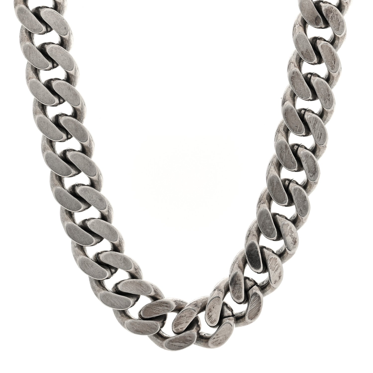 Saint Laurent Metal Curb Chain Necklace Oxidized Silver 1 of 5