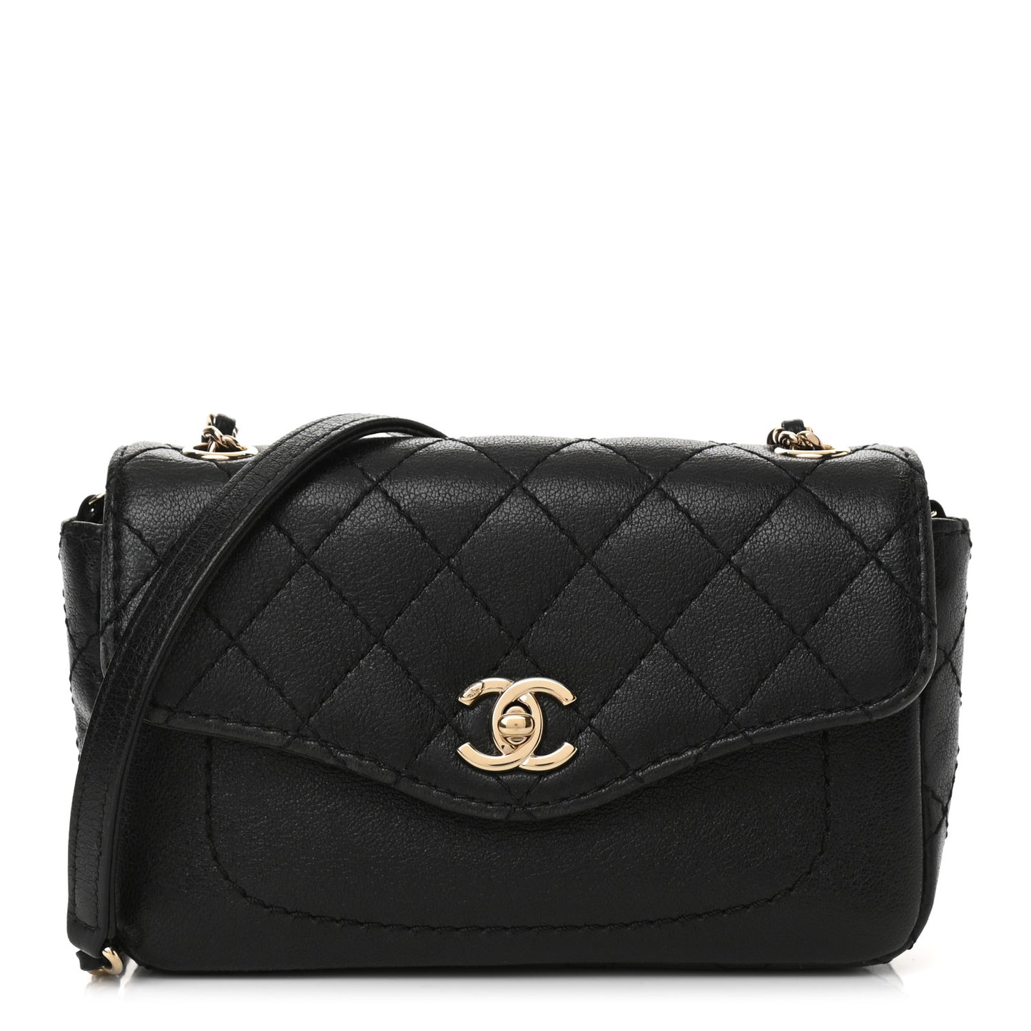 Goatskin Quilted Flap Black