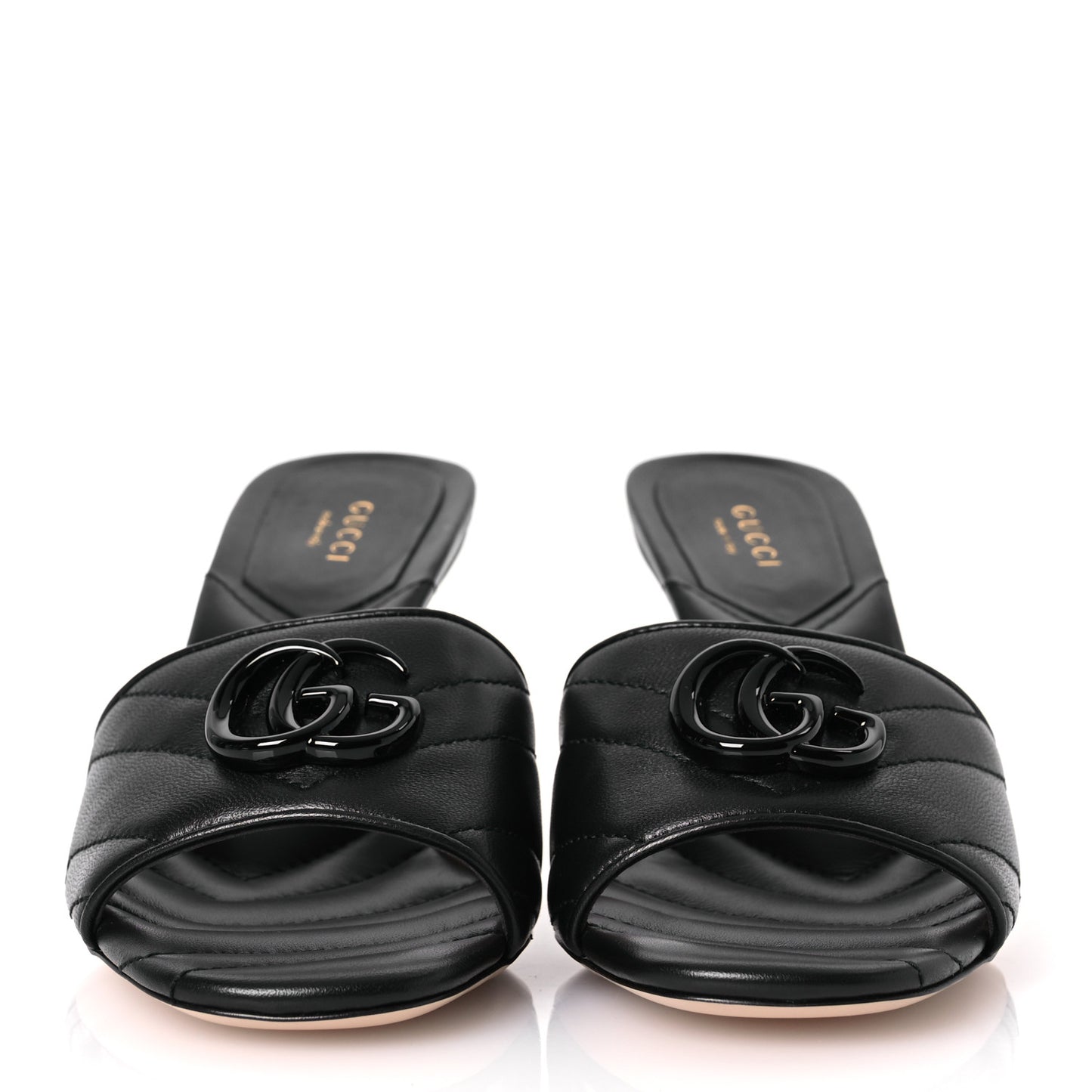 Nappa Matelasse Monochrome GG Marmont 75mm Slide Sandals 37.5 Black