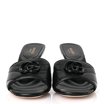 Gucci Nappa Matelasse Monochrome GG Marmont 75mm Slide Sandals 37.5 Black 3 of 11