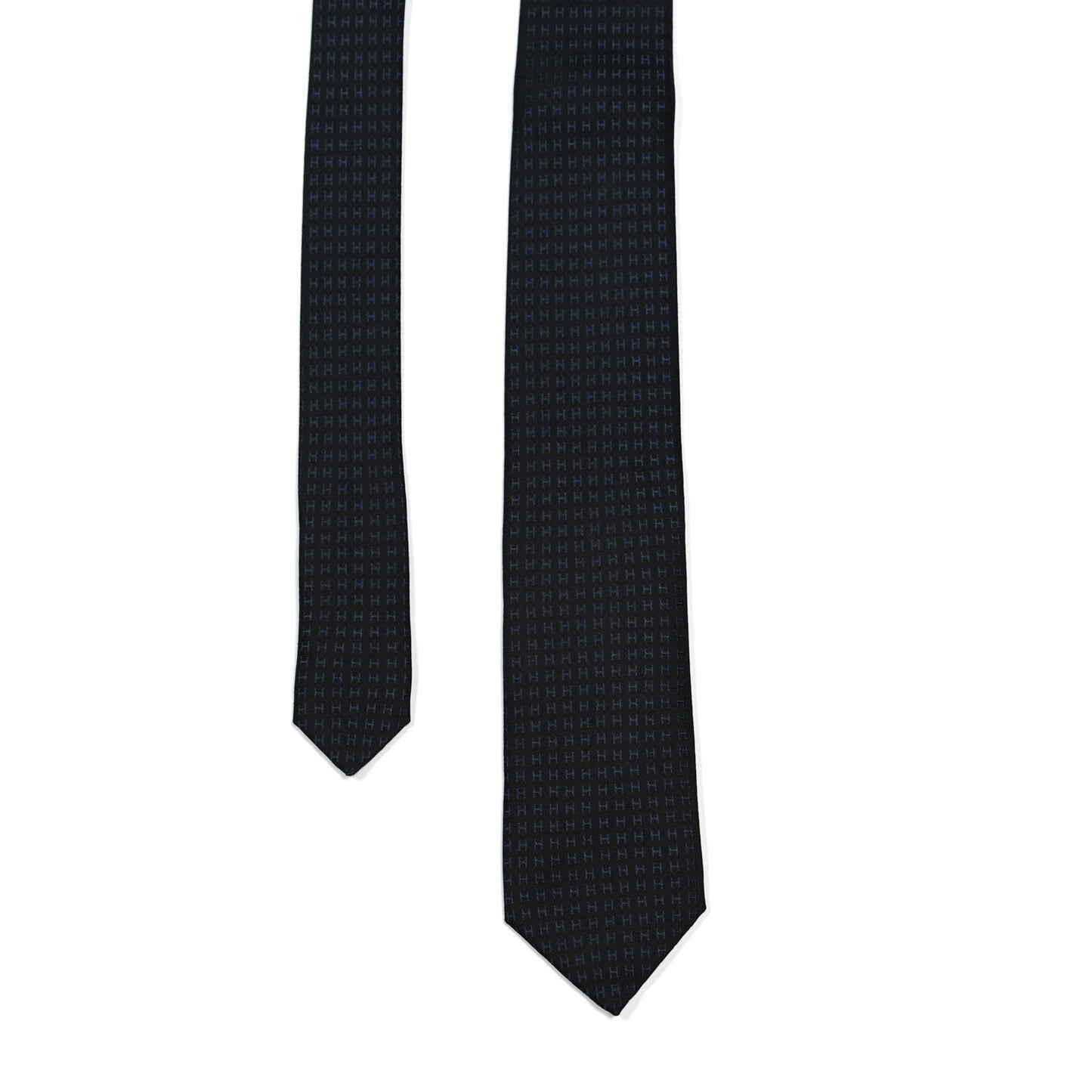 Woven Silk H Bi-Color Mens Neck Tie Black Marine