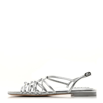 Chanel Lambskin CC Sandals 40.5 Silver 1 of 8