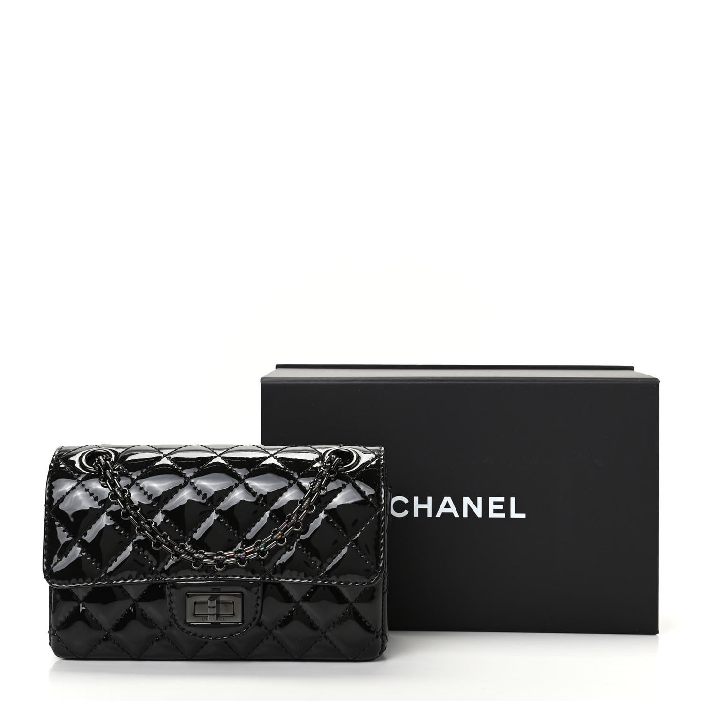 Patent Calfskin Quilted 2.55 Reissue Mini Flap So Black