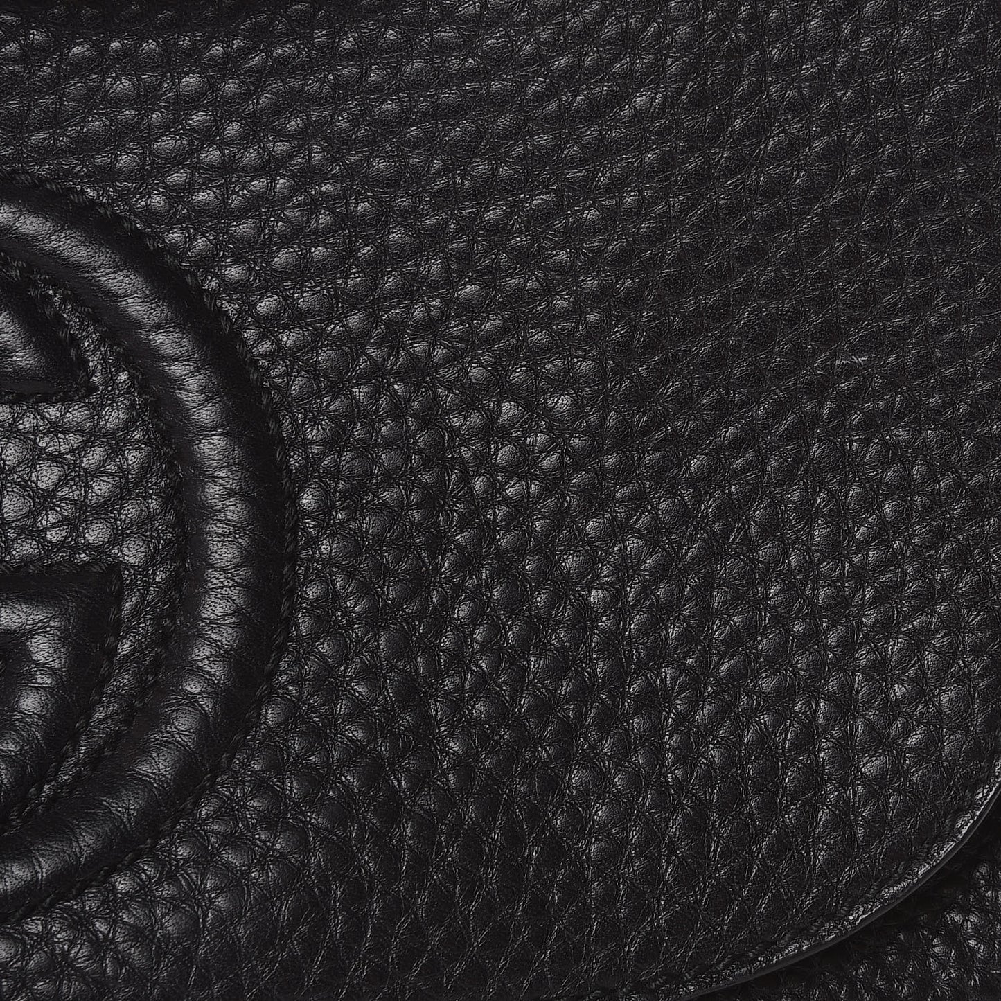 Pebbled Calfskin Medium Soho Flap Crossbody Black