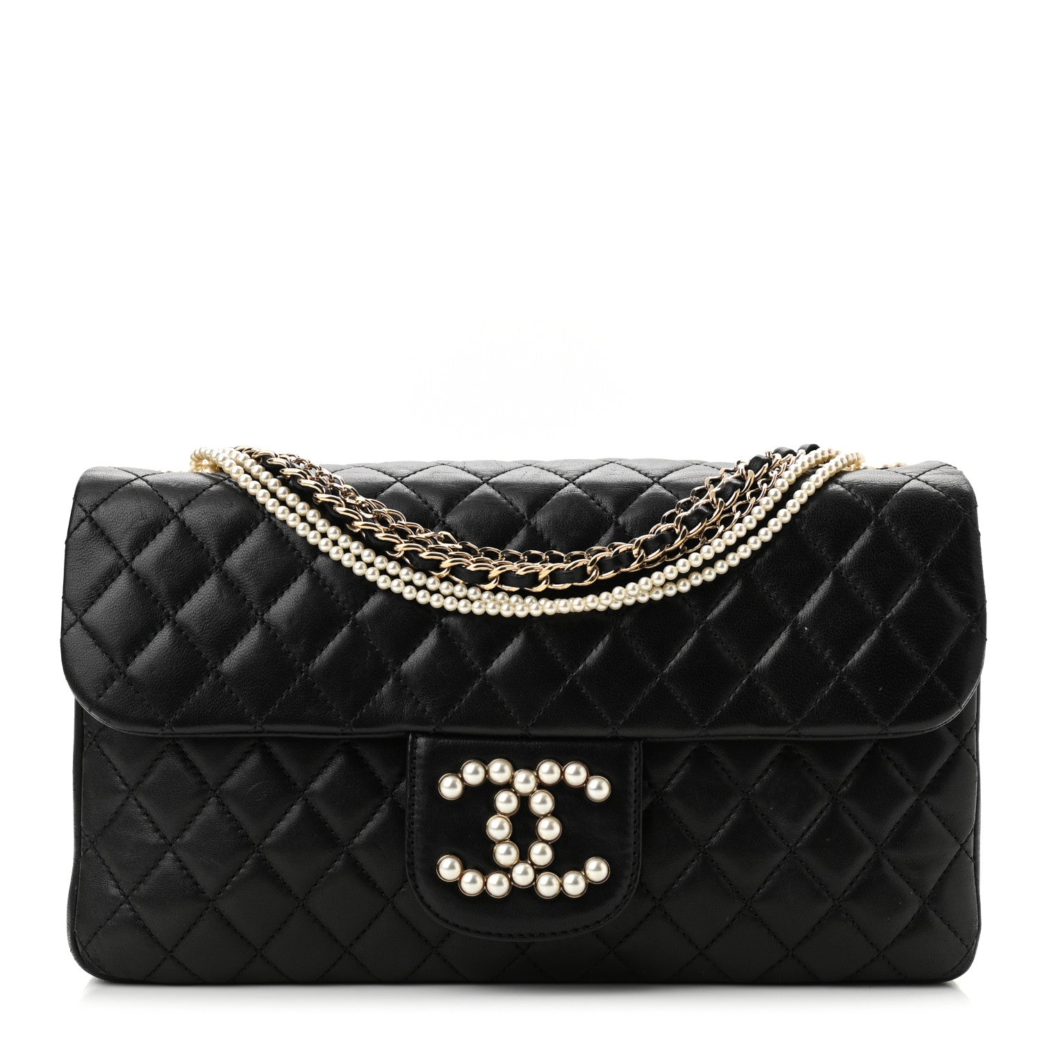 Chanel Lambskin Quilted Medium Westminster Pearl Flap Black 1 of 10