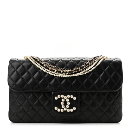 Chanel Lambskin Quilted Medium Westminster Pearl Flap Black 1 of 10