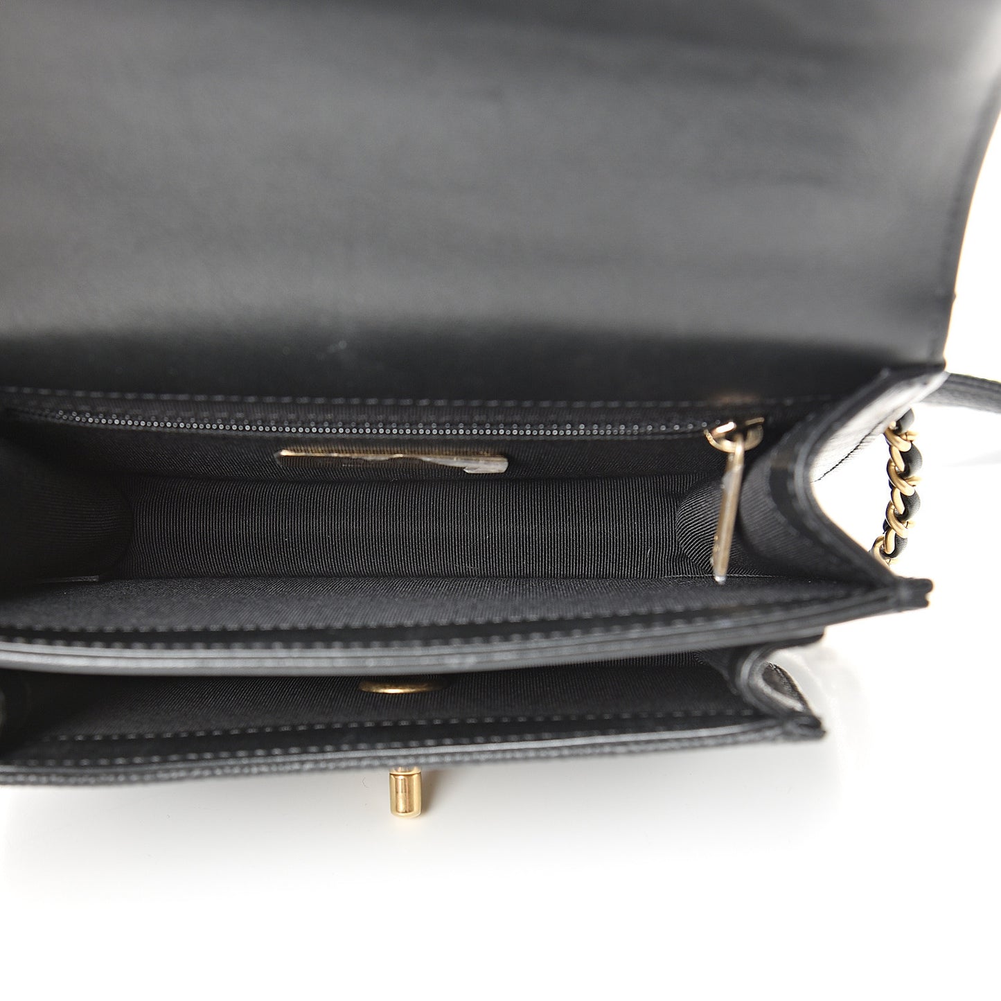 Calfskin Caviar Quilted Mini Chain Handle Flap Black