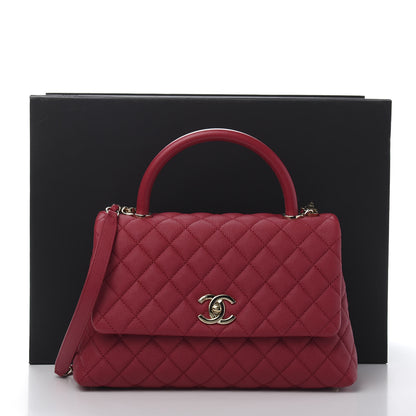 Chanel Caviar Quilted Small Coco Handle Flap Dark Pink 12 of 12